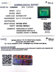 1.97/CT Natural Panna Stone with Govt. Lab Certificate (12210)